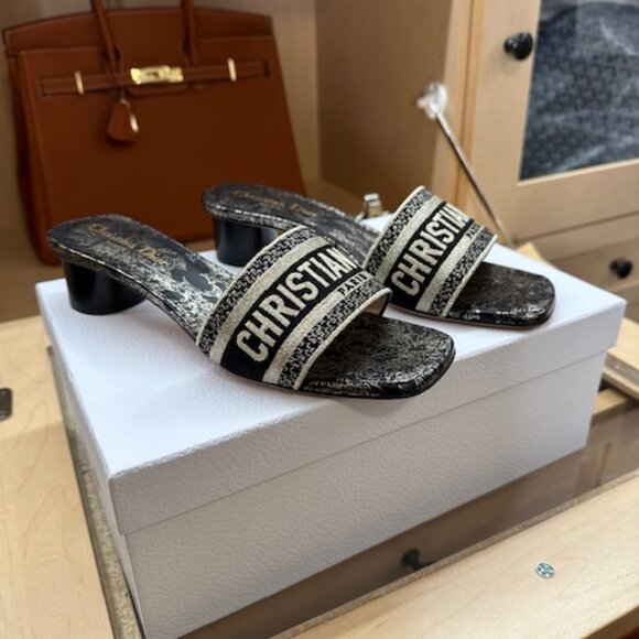 Dior Chardons Print Black Size 37 Sandals - Picture 2 of 7